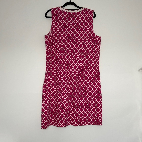 Talbots Fuchsia & White Sleeveless Lattice Shift Dress - Picture 3 of 3